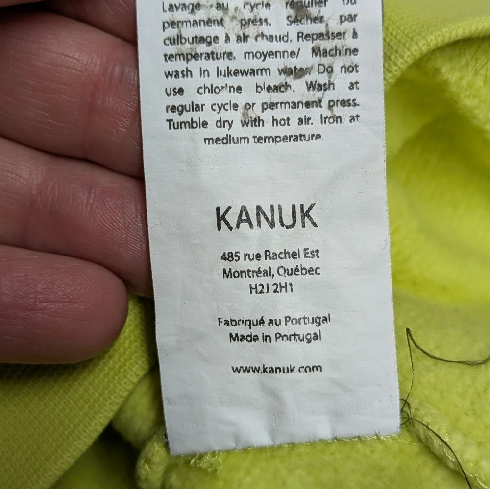 Kanuk Koroc crewneck Sweatshirt Lime Green 100% Cotton Canada size XS - Picture 12 of 12